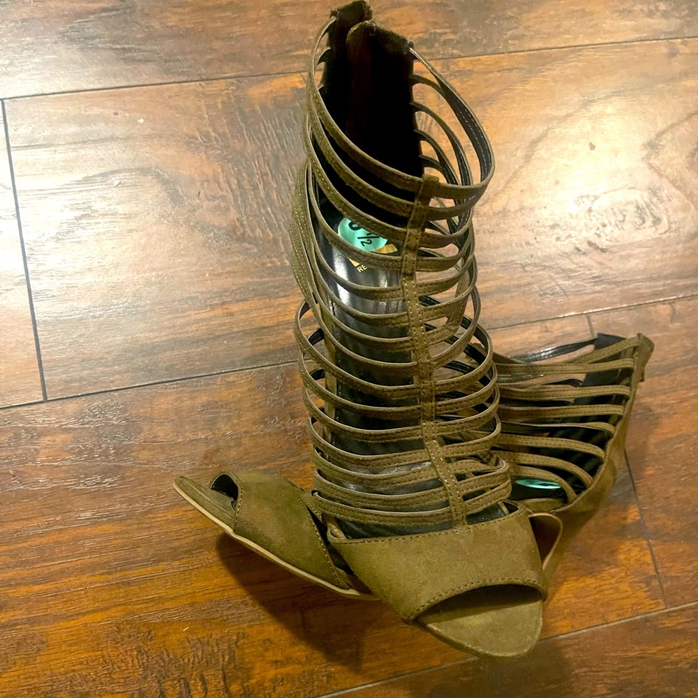 Olive Green Report Caged Stiletto